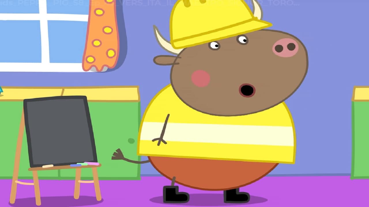 Peppa Pig S8E43 Mr Bull the teacher (Versione originale con speaker italiano) - Mr Bull the teacher - Versione inglese con commento in italiano